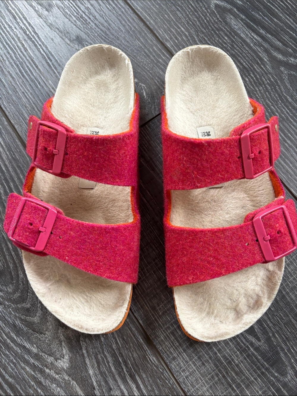 Birkenstock Arizona Pink/Orange Wool Sandals size 38
Great Condition! - Picture 2 of 6